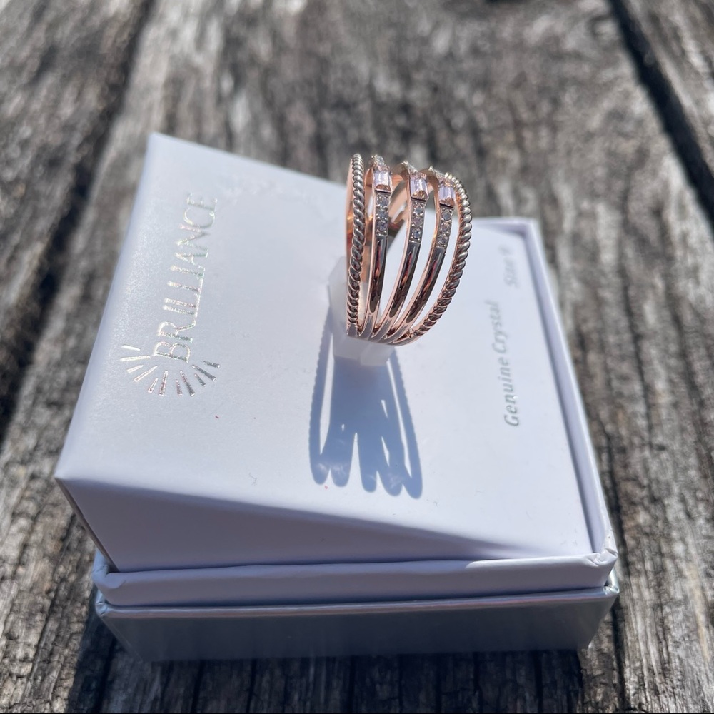 7, 8, 9 NWT brilliant genuine crystal rose gold plated ring - Picture 2 of 12